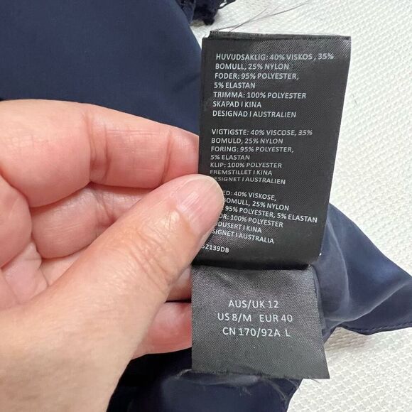 Bardot Fiona Trumpet Dress Navy Blue Women’s Sz‎ 8 - Picture 8 of 9